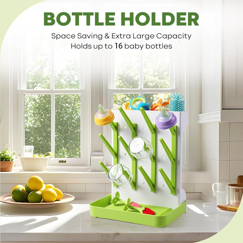 MeCids Baby Bottle Drying Rack, Vertical Standing Bottle Dryer Rack Holder, Space Saving Baby Bottle Drying Rack for Countertop - Holds Up to 12 Baby Bottles - Image 2